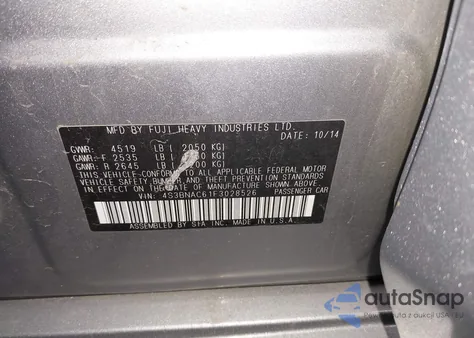 2015 Subaru Legacy 2.5I Premium z USA, uszkodzony, nr VIN 4S3BNAC61F3028526